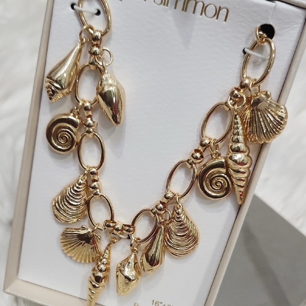 NWT ⚜️👑⚜️ Persimmon Viral Gold Shell Ocean Nautical Charm 16" Necklace - Picture 14 of 17